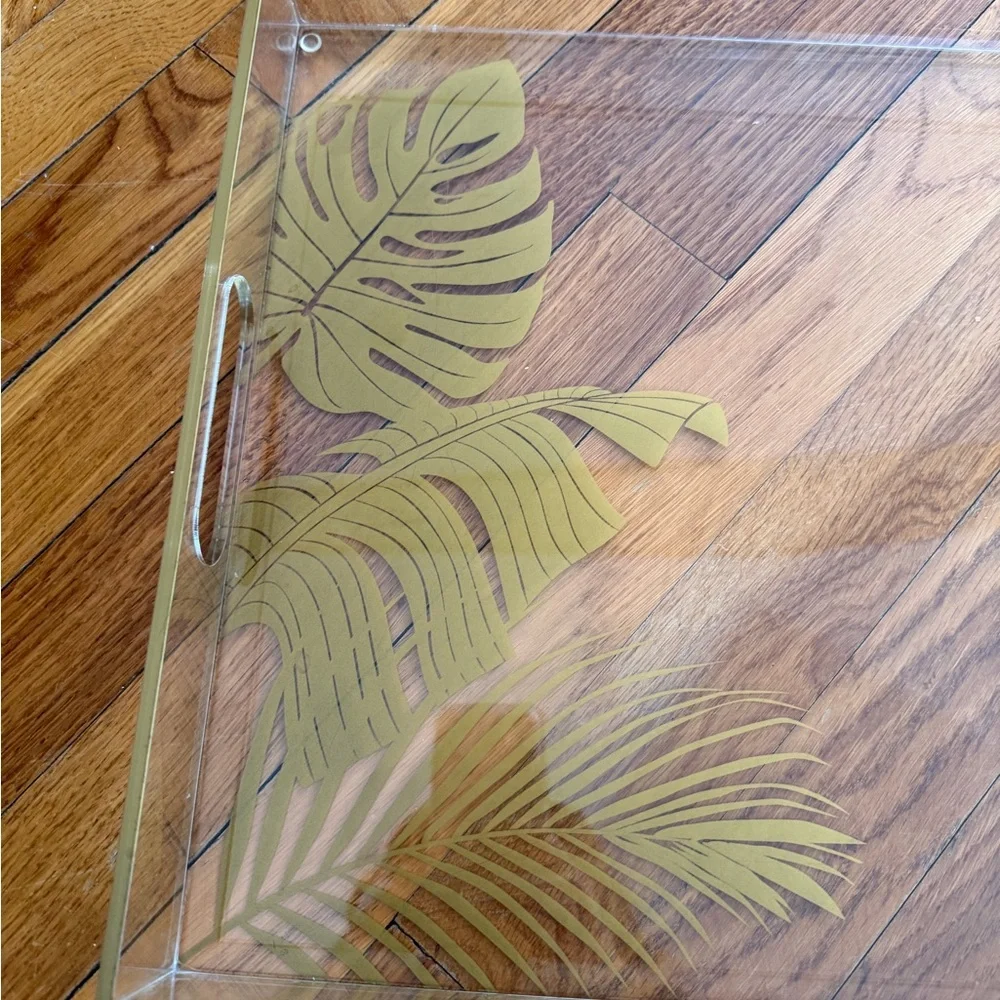 Elegant Gold Leaf Acrylic Tray